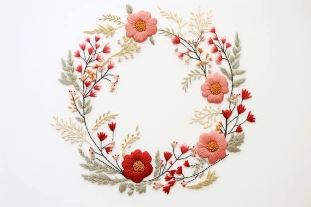 haftowany wieniec kwiatowy